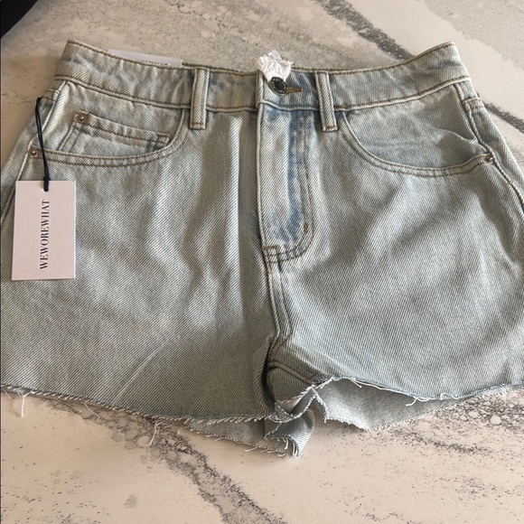 WeWoreWhat Blue Jean Shorts High-Waisted Raw Hem - Picture 6 of 6